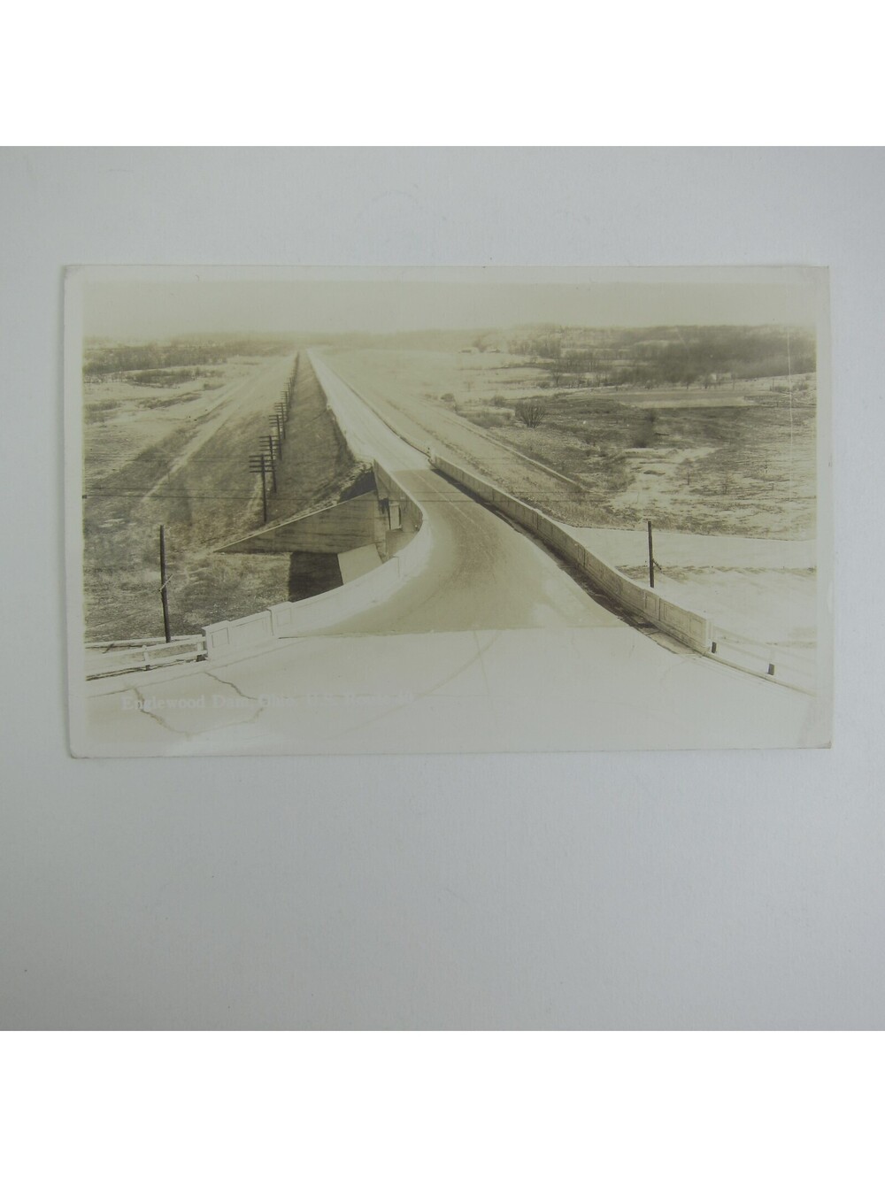 Real Photo Postcard RPPC Englewood Ohio Dam U.S. Route 40 Vintage 1948 RARE